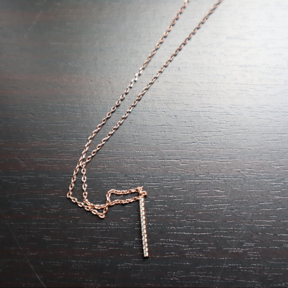 Astrid & Miyu rose gold bar necklaces EUC